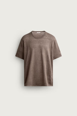 CAMISETA PUNTO RELAXED FIT 100% LINO / Marr?n / Topo - Zara фото 6
