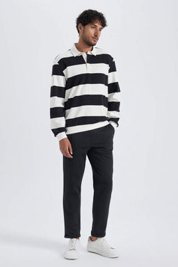 Толстовка в полоску Modern Fit с воротником-поло - Defacto фото 6