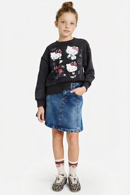 Hello Kitty Overshirt Fit Bisiklet Yaka Sweatshirt K_z _ocuk - Defacto фото 2