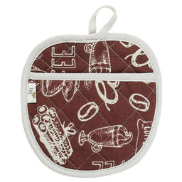 Прихватка с запахом 19х19см Эспрессо, вид 1, форма Яблоко, рогожка 171г/м2, хлопок 100%, наполнитель - ватин 280г/м2, на пластмассовом подвесе, Домашняя мода (Россия)  фото 2