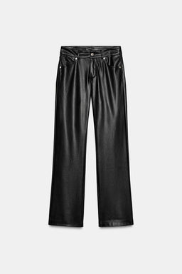 FAUX LEATHER LOW-RISE TROUSERS - Zara фото 4