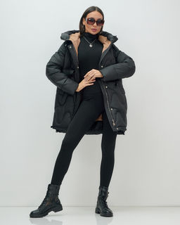 Куртка зимняя женская с капюшоном модная черного цвета 7653Ch - Visdeer фото 13