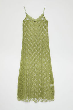 TRENDYOLMILLA Limited Edition Yag Yesili Dantel Ask?l? A-Line Maxi Esnek Orme Elbise TWOSS25EL00486
