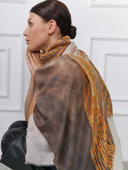 Большой, мягкий, тонкий и очень нежный двусторонний палантин с рисунком - Tantino фото 7