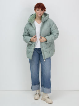 Куртка зимняя женская из овчина стильная и модная зеленого цвета 7309Z - Visdeer фото 16