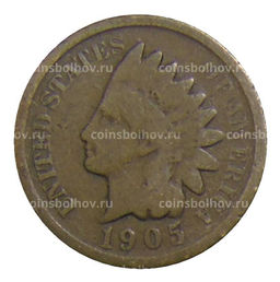 Монета 1 цент 1905 года США