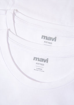 2li Bisiklet Yaka Erkek Basic Tisort - Mavi фото 8