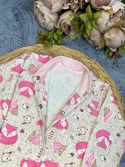 Боди интерлок с длинным рукавом, арт.C-BD132-IT, лисы, розовый - Мамин малыш фото 2