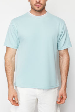 TRENDYOL MAN Premium Tas Oversize/Genis Kesim Triko Bantl? Dokulu Pike T-Shirt TMNSS23TS00079 - Trendyolmilla фото 43