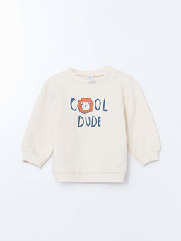 Bisiklet Yaka Bask?l? Erkek Bebek Sweatshirt ve E?ofman Alt 2li