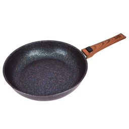 Сковорода с тефлоновым покрытием д24см Granit Ultra, h6см, съемная ручка из термостойкого пластика 17см, стеклянная жаропрочная крышка, голубой гранит (Россия) - можно использовать металлические кухонные принадлежности - Домашняя мода фото 5