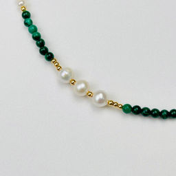 Колье из Малахита и Жемчуга 38 см +