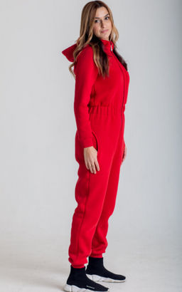 Утепленный комбинезон футер 3хнитка с начесом качество пенье , красный - Knitka wear фото 6