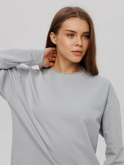 Женский лонгслив из футера 2-х нитки Lingeamo серебристый ВК-25 (61)  фото 10