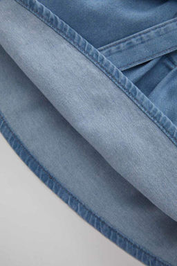 Джинсовое платье с длинными рукавами для маленьких девочек - Defacto фото 4