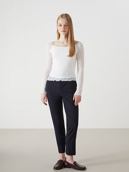 Kay?k Yaka Dokulu Kad?n Bluz