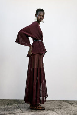 RIB KNIT CARDIGAN WITH BELT - Zara фото 3