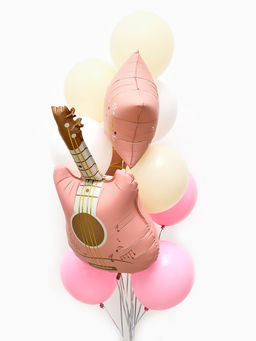 Воздушные шары "Розовая гитара" фольга, латекс, набор 12 штук