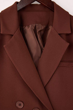 Koyu Kahverengi Kapama Detayl? Astarl? Vatkal? Blazer Ceket TWOSS26BC00012 - Trendyolmilla фото 3