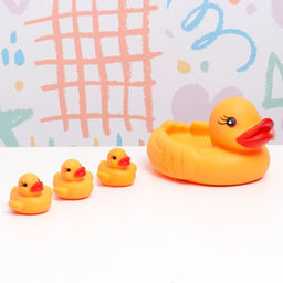 Резиновые игрушки для ванны «Мама утка и три уточки», 13х6 см, с пищалкой, в наборе 4 шт