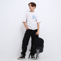 Рюкзак текстильный с карманом кожзам, 38х29х11 см, черный - Nazamok фото 11