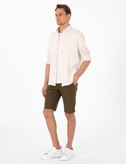 Рубашка Pierre Cardin Regular Fit бежевая с льном