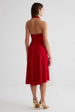 TRENDYOLMILLA Kahverengi A-Kesim V Yaka Dokuma Detayl? Burumcuk Orme S?k Elbise TPRSS25EL00086 фото 10