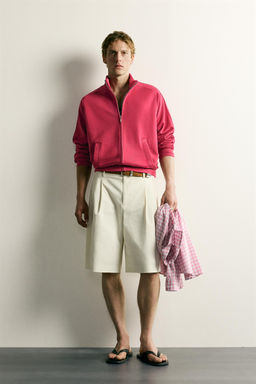 SUDADERA RELAXED FIT CREMALLERA / Fucsia