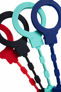 Наручники Штучки-дрючки, силикон, синие, 33 см  фото 8