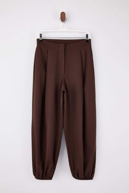 Koyu Kahverengi Poliviskon Dokuma Salvar Pantolon TWOSS26PL00039 - Trendyolmilla фото 5