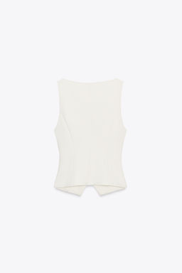 V-NECK INTERLOCK TOP - Zara фото 7