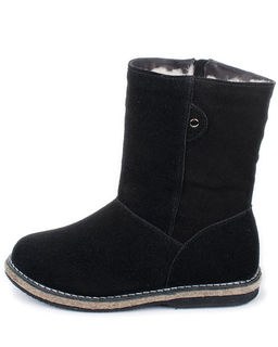 Полусапоги женские на войлочной подошве., Черные. Замша. Молния. Подклад овчина.