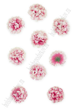 Головки цветов 5 см (10 шт) SF-7874, белый/розовый