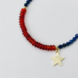 Браслет из Лазурита и Сердолика с подвеской "Звезда" 18,5 см +