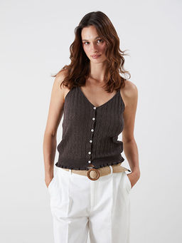 V Yaka Ajurlu Ask?l? Kad?n Triko Atlet