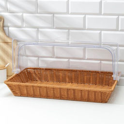 Хлебница Доляна «Крем», плетёное основание, 53×32 см, пластик, коричневая