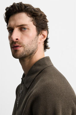 TEXTURED STITCHED POLO SHIRT - Zara фото 4