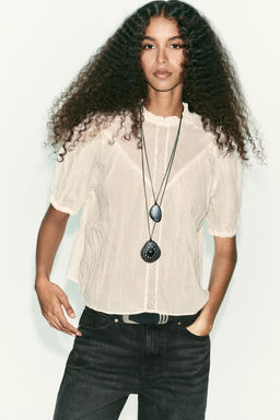 RUSTIC INSERT BLOUSE - Zara фото 2