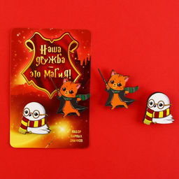 Цена за 4 шт. Значки деревянные, неразлучники Наша дружба это магия, 2 шт., 8?12 см