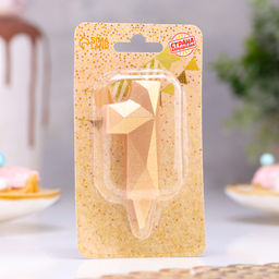 Свеча в торт «Алмаз» цифра 1 золотая, 6.5 см