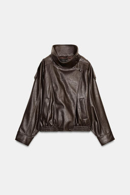 LEATHER EFFECT BIKER JACKET - Zara фото 12