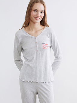 V Yaka Nak??l? Kad?n Pijama Tak?m?