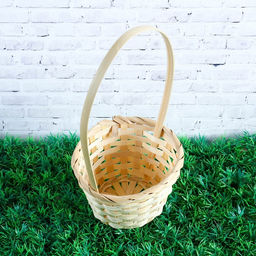 Цена за 2 шт. Корзина плетёная бамбук, d=13xH9.5/28 см натуральный