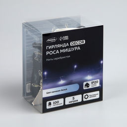 Гирлянда Мишура 5 м роса, IP20, серебристая нить, 100 LED, свечение белое, 12 В - Luazon lighting фото 6