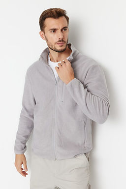 Gri Regular/Normal Kesim Fermuarl_ S_cak Tutan Kal_n Anti-pilling Polar Sweatshirt TMNAW23HI00050