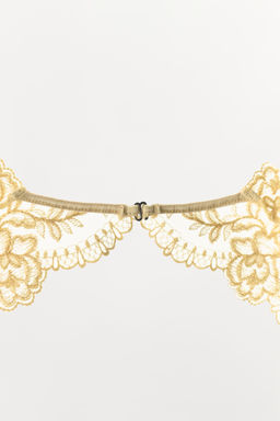 SUJETADOR AROS BORDADOS FLORES / Crudo / Beige - Zara фото 7