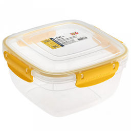 Контейнер для продуктов пластмассовый Мастер 1,5л, 17х17х9,5см, квадратный, с клипсами, воздухонепроницаемый (герметичный), съемный силиконовый уплотнитель, подходит для СВЧ, цвета микс (Россия) - Домашняя мода фото 3