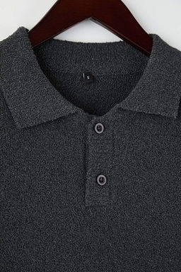 Antrasit Regular Polo Yaka Dokulu Kazak TMNAW25KZ00078 - Trendyolmilla фото 2