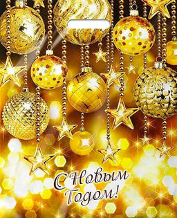 Е2341 Пакет "НГ" 38х47+6см, вырубная ручка, ламинация "Вечеринка".50 Интерпак