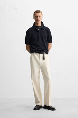 TEXTURED PIQUE KNIT POLO SHIRT